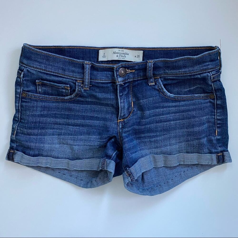 Abercrombie & Fitch Cuffed Hem Whisker Denim Shorts Size 2